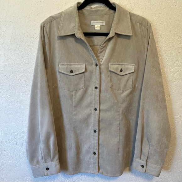 Christopher & Banks | Tops | Xl Corduroy Cream Button Up Long Sleeve ...